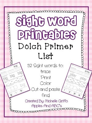 Dolch Primer Sight Word Printables