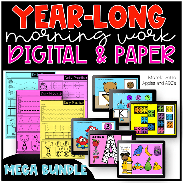 Kindergarten Morning Work / Digital and Paper for Distance Learning